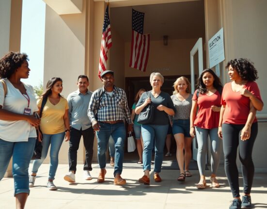 American voters entering a polling station on midterm election day