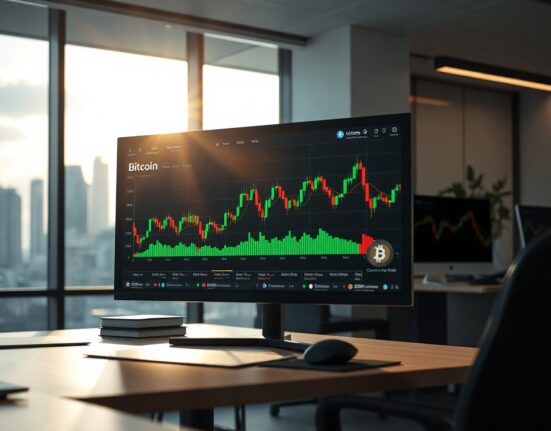 Cryptocurrency price charts on a trading screen during Asian market hours