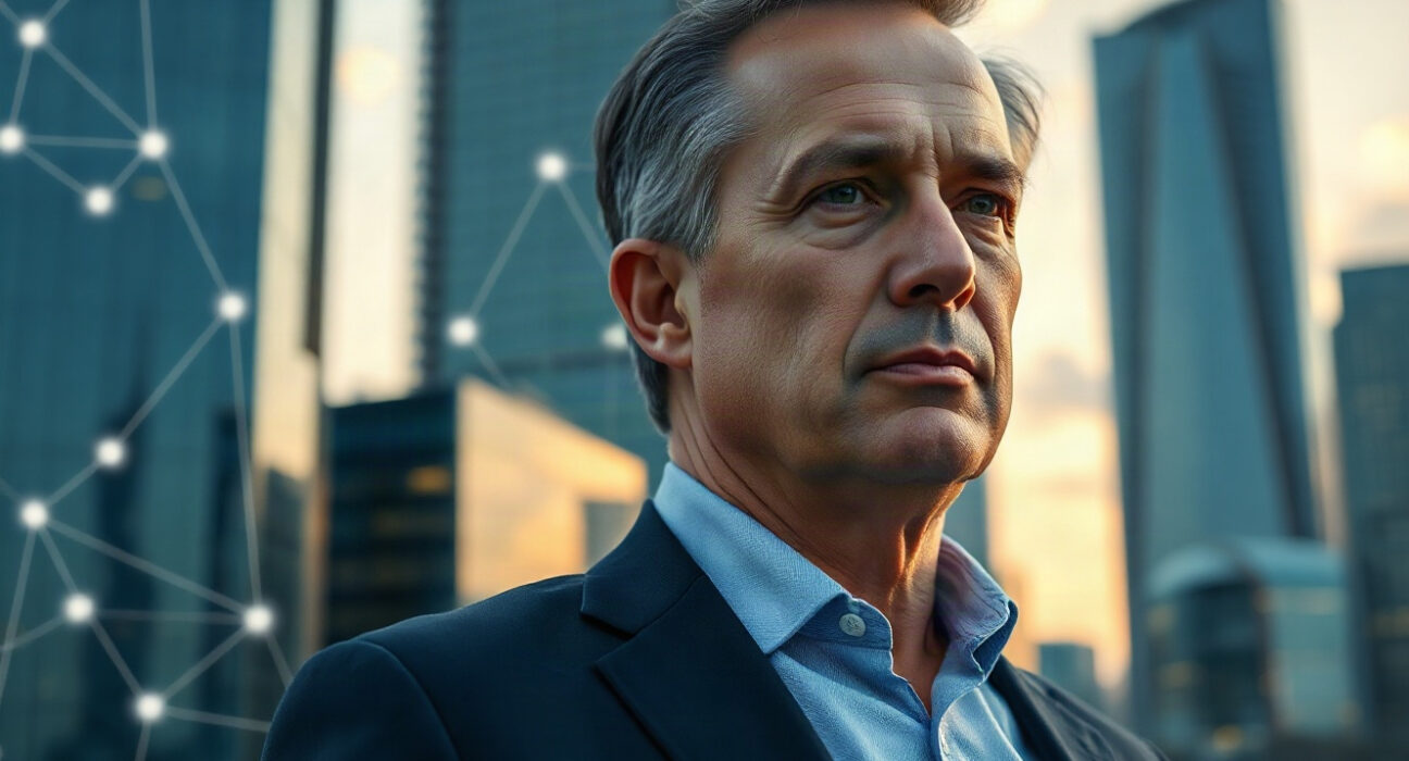 Nate Geraci, CEO of Novadius Wealth Management, standing in a financial district, reflecting on crypto's resilience