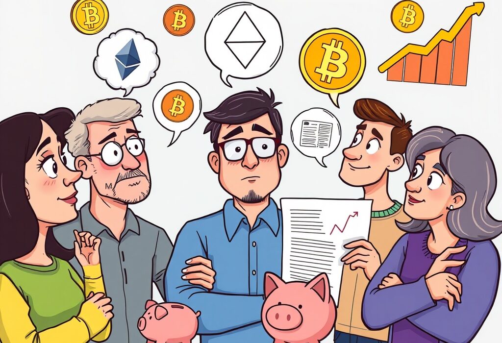 UK adults weighing the benefits of crypto retirement savings against traditional pension plans, symbolizing a shift in investment strategies.