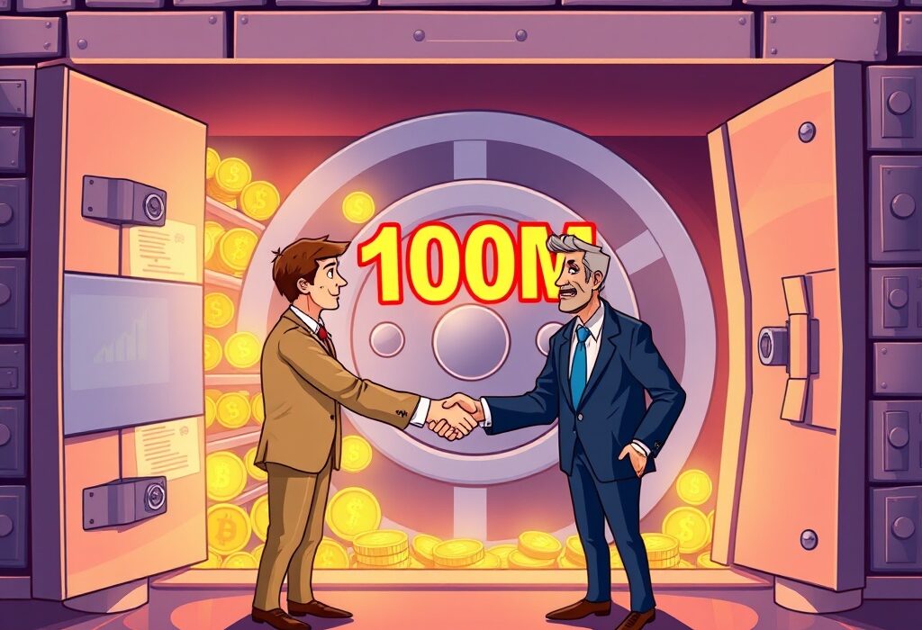 Illustrates the launch of a $100M crypto stock hedge fund, showcasing the blend of digital assets and traditional stocks.