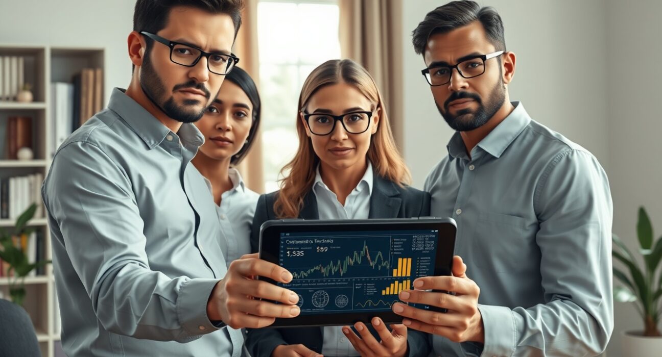 US cryptocurrency investors reviewing blockchain transaction data and discussing tax reporting obligations.