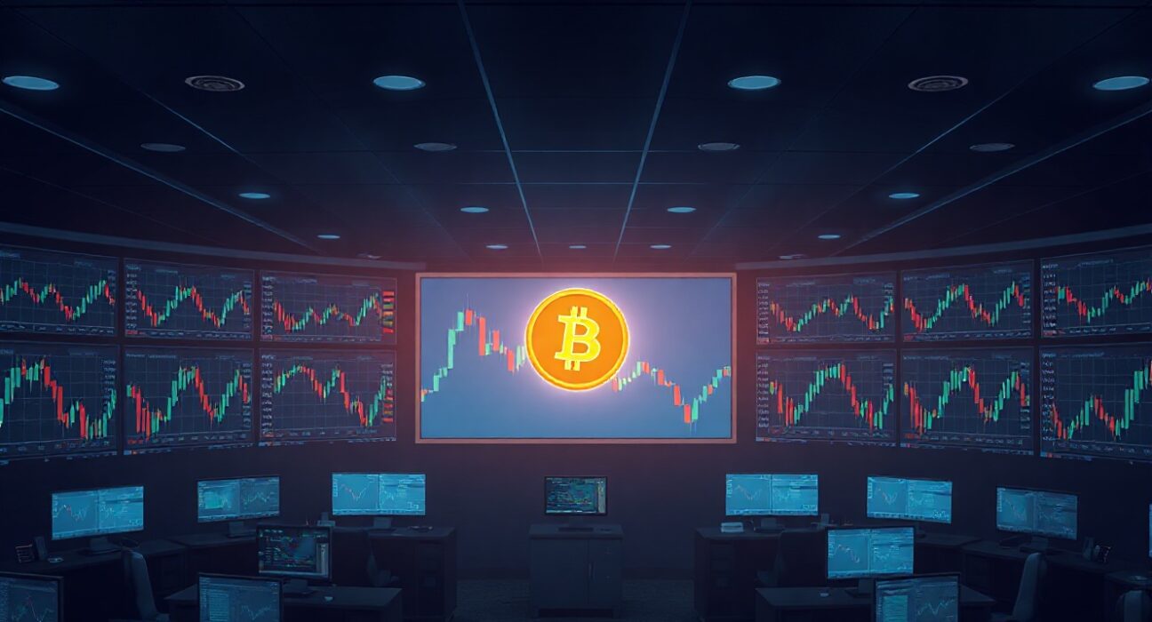 Crypto trading screens showing Bitcoin outperforming other tokens in market analysis