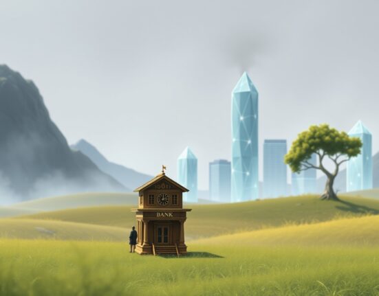 Illustration of the looming 2026 crypto treasury crisis showing fragile digital asset structures next to solid traditional finance.