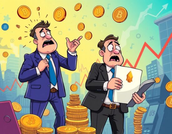 Business executives struggling with collapsing crypto treasury strategies during market downturn
