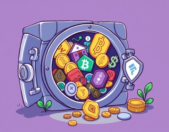 An illustration showing the future of crypto treasury strategies, encompassing RWA, CBDCs, and enhanced security.