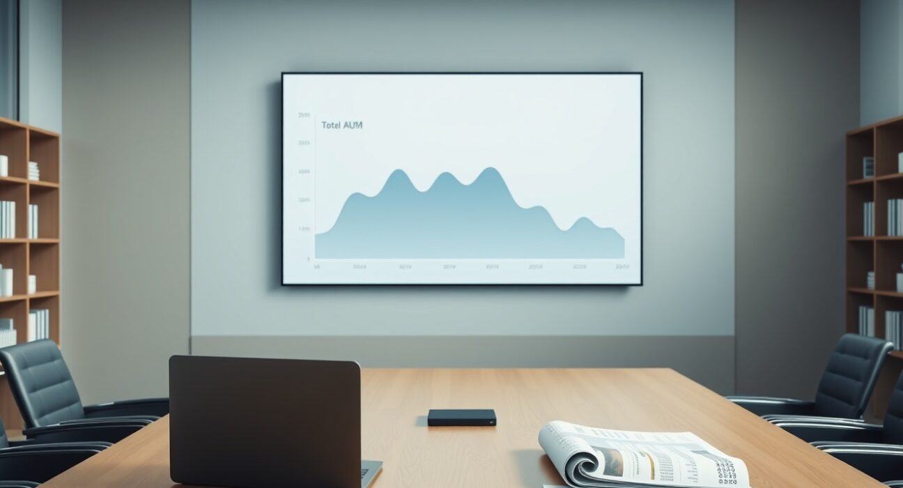 Analysis of crypto venture capital AUM decline in 2025 shown on a financial data screen.