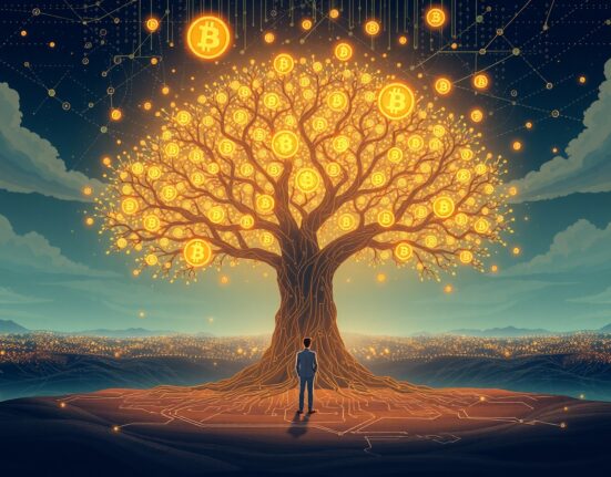 Visual metaphor for the massive growth of crypto VC investment as a thriving digital ecosystem