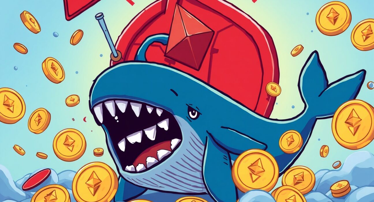 Crypto whale liquidation disaster showing distressed whale losing Ethereum coins