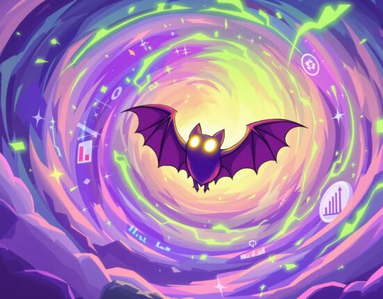 A vibrant cartoon illustration of a CryptoBat NFT surging dramatically, symbolizing the unexpected price increase of CryptoBatz NFTs.