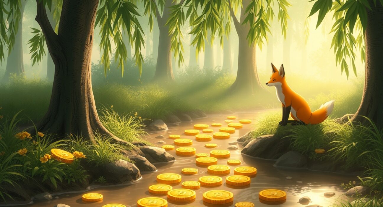 Concept of a purified cryptocurrency bull market separating valuable assets from worthless junk coins.