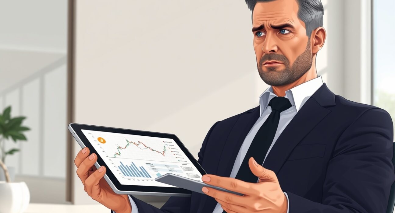 Coinbase CEO Brian Armstrong discussing cryptocurrency exchange legal risks and token listing decisions in professional setting