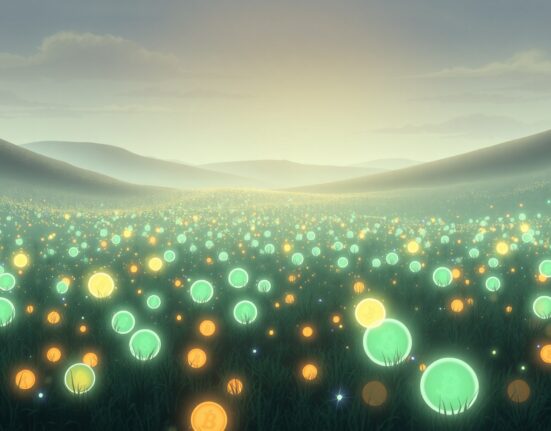 Visual metaphor for the high cryptocurrency failure rate showing digital tokens fading away.