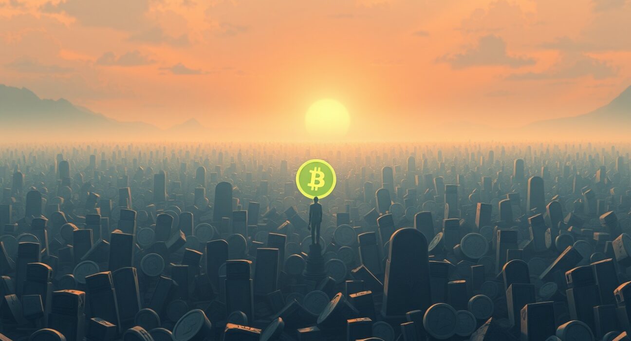 Analysis of the 11.6 million cryptocurrency failures reported by CoinGecko, showing market consolidation.