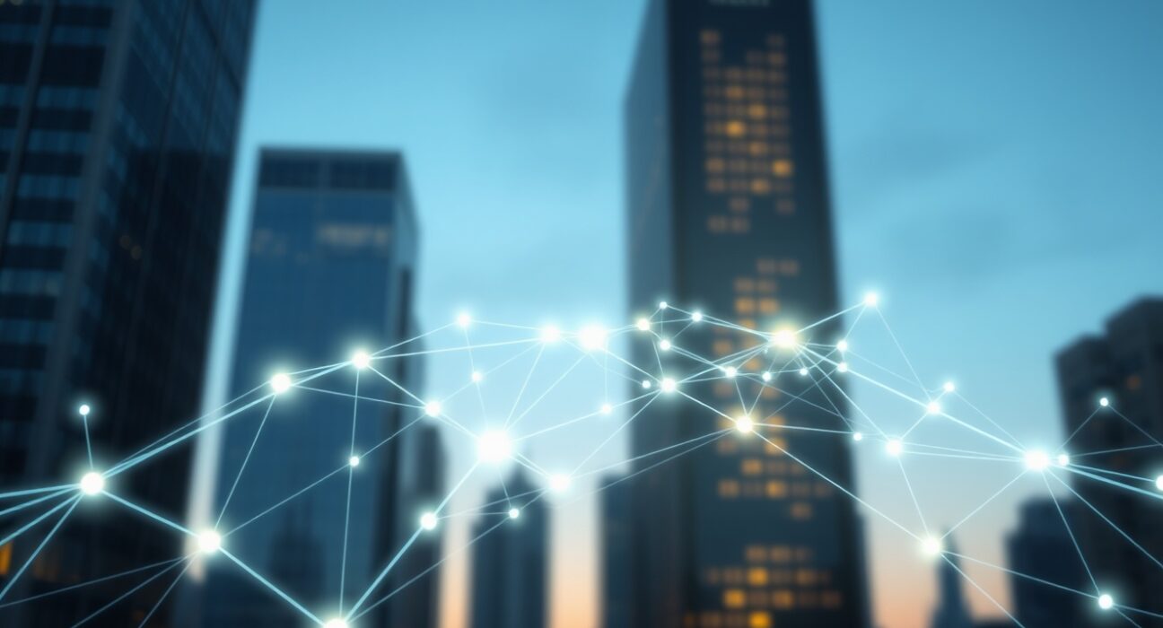 Blockchain financial infrastructure network representing cryptocurrency's evolution from speculation.