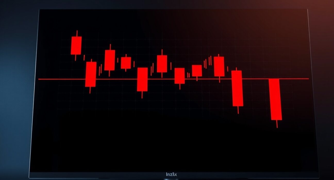 Digital trading chart showing cryptocurrency futures liquidation during market volatility