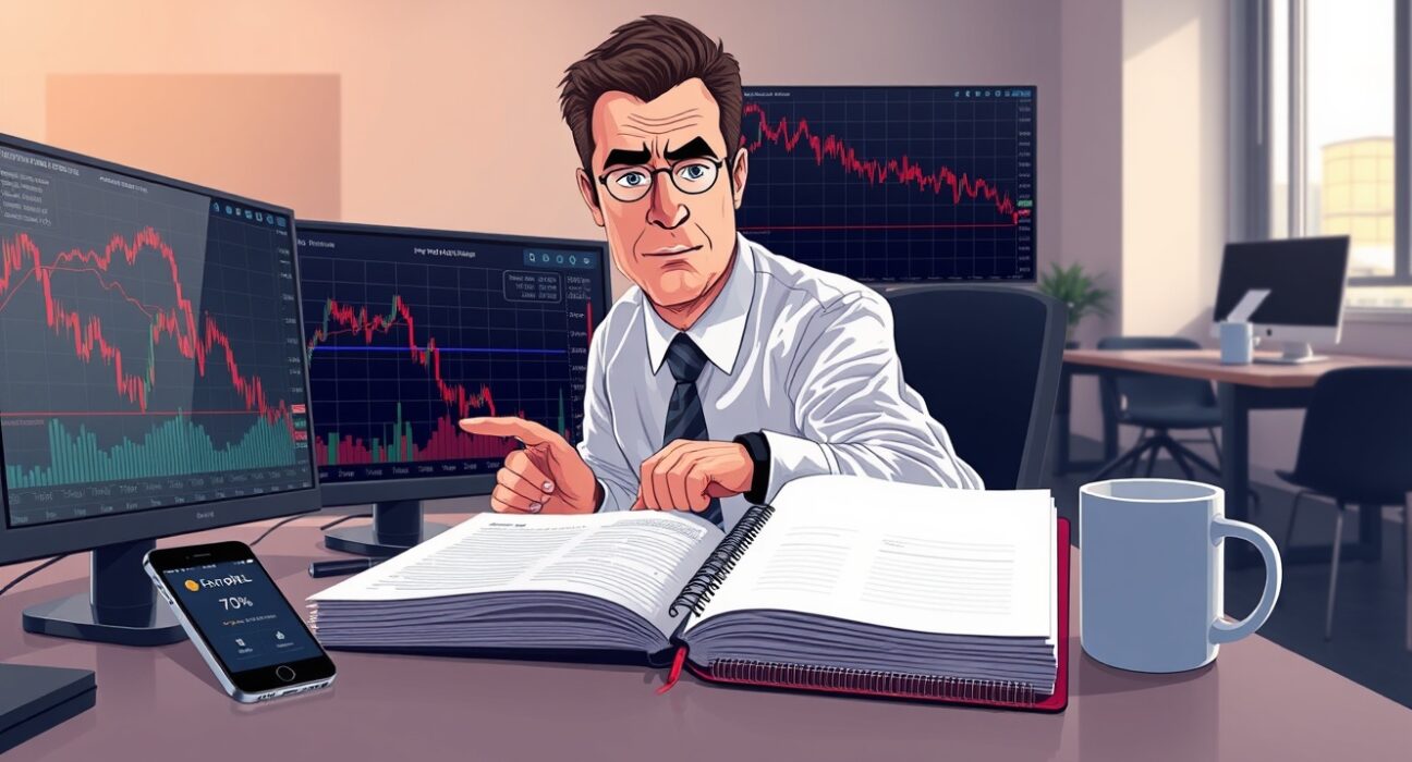 Financial analyst examines cryptocurrency charts showing 70% losses from new exchange listings