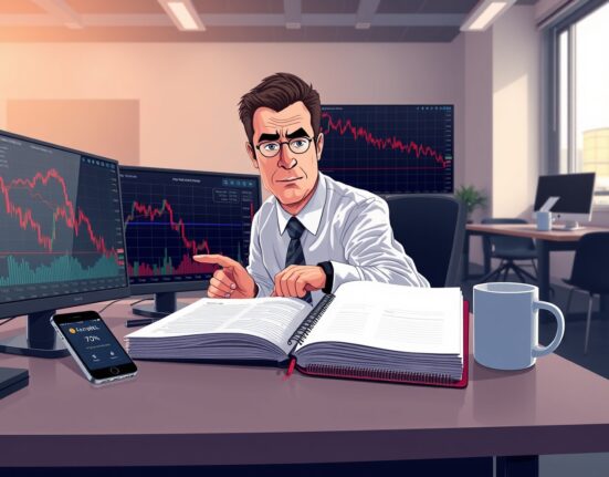 Financial analyst examines cryptocurrency charts showing 70% losses from new exchange listings