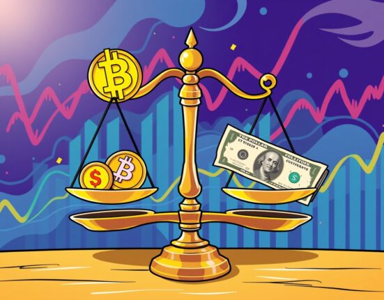 Cryptocurrency easing pressure on US dollar through balanced financial scales
