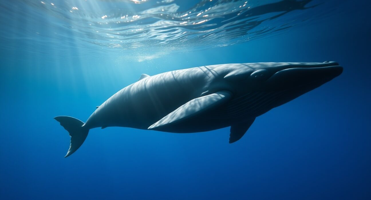 Cryptocurrency whale making a major portfolio move from Binance exchange, represented by a powerful whale.