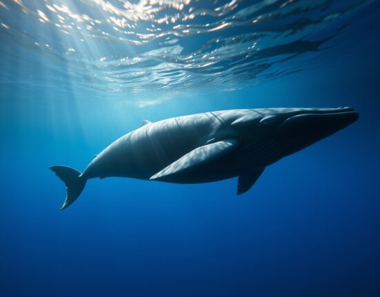 Cryptocurrency whale making a major portfolio move from Binance exchange, represented by a powerful whale.