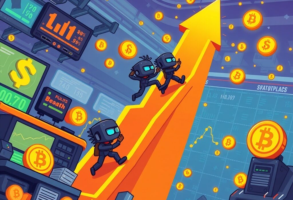 A dynamic illustration showing CryptoPunks NFTs experiencing a significant trading volume surge, symbolizing their remarkable market comeback.