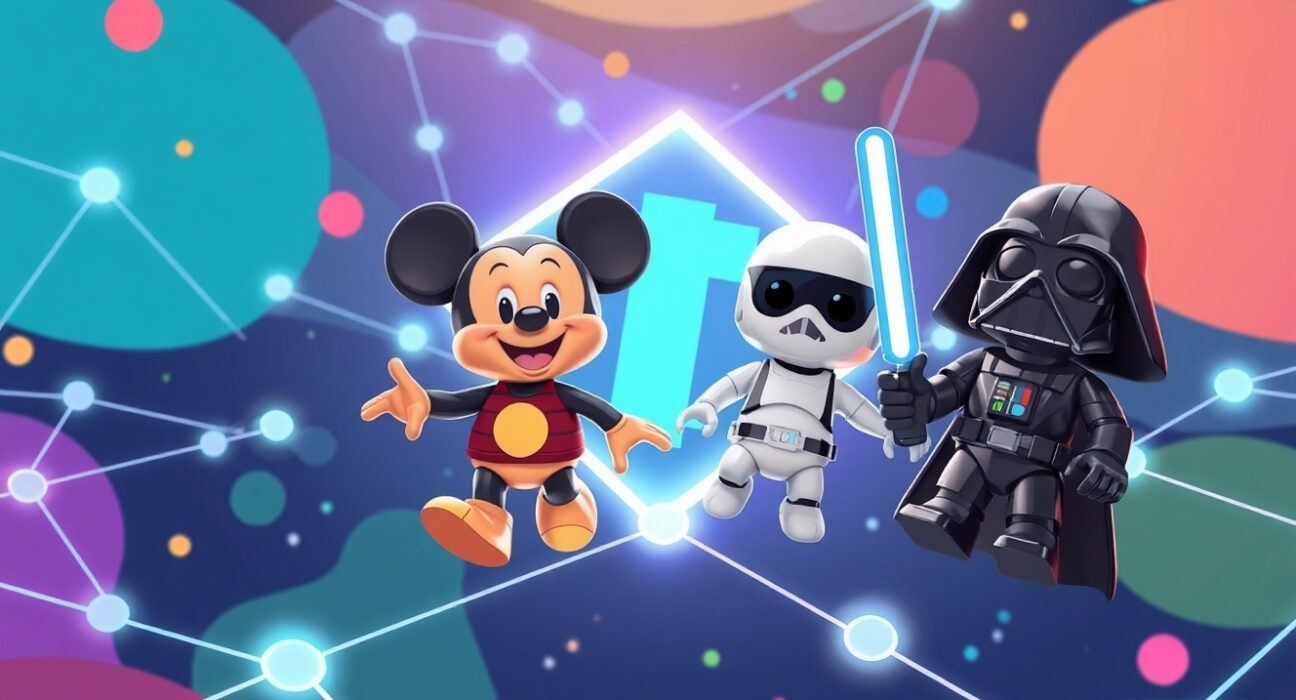 Cryptoys Abstract chain digital collectibles featuring Disney and Star Wars characters in blockchain ecosystem