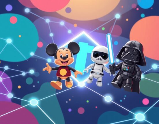 Cryptoys Abstract chain digital collectibles featuring Disney and Star Wars characters in blockchain ecosystem