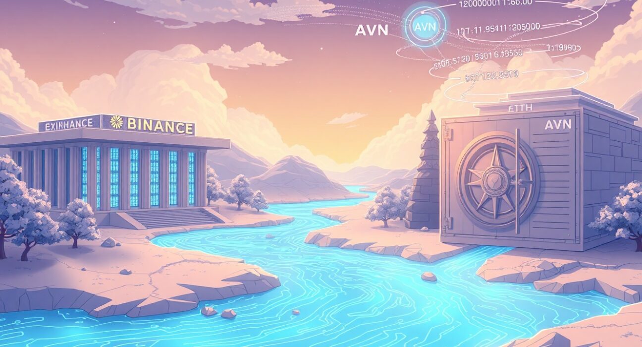 Illustration of Cumberland's strategic Ethereum withdrawal from Binance and AVN deposit, symbolizing institutional portfolio rebalancing.