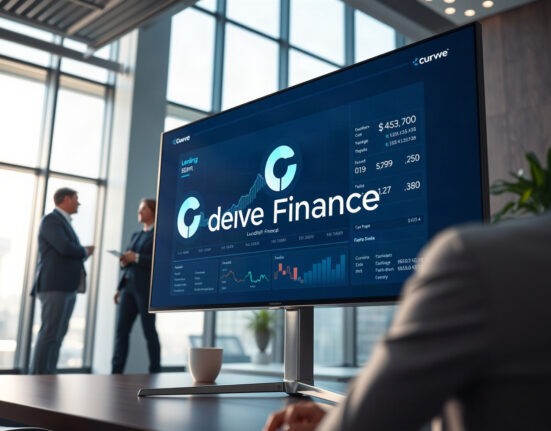 Curve Finance Llamalend V2 lending platform interface displayed on a screen in a modern office