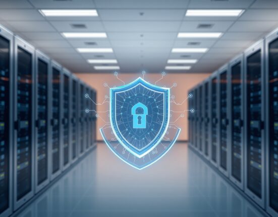 DeFi security standard concept showing protective shield over blockchain network infrastructure