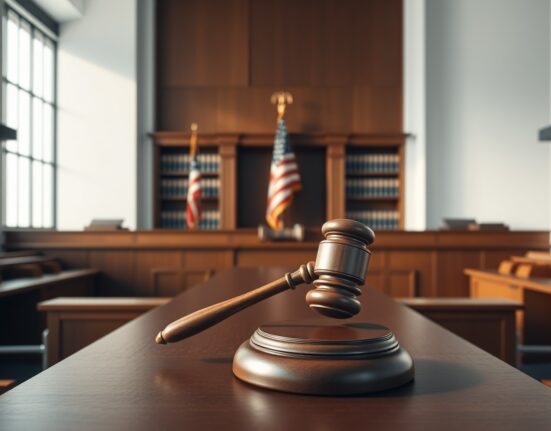Courtroom scene symbolizing the Custodia Bank Federal Reserve lawsuit rejection ruling.