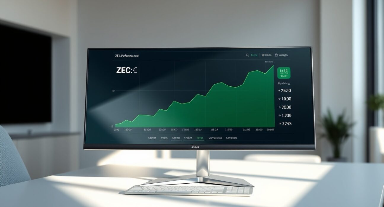 Financial data dashboard showing ZEC performance and gains for Cypherpunk Technologies.