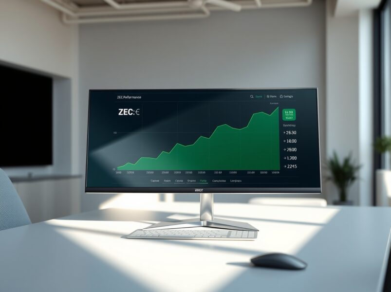 Financial data dashboard showing ZEC performance and gains for Cypherpunk Technologies.