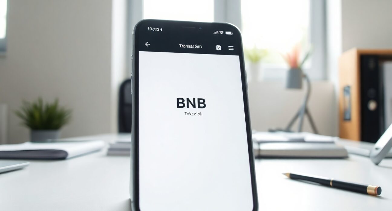 Smartphone showing a BNB token transaction confirmation for Giggle Academy donation