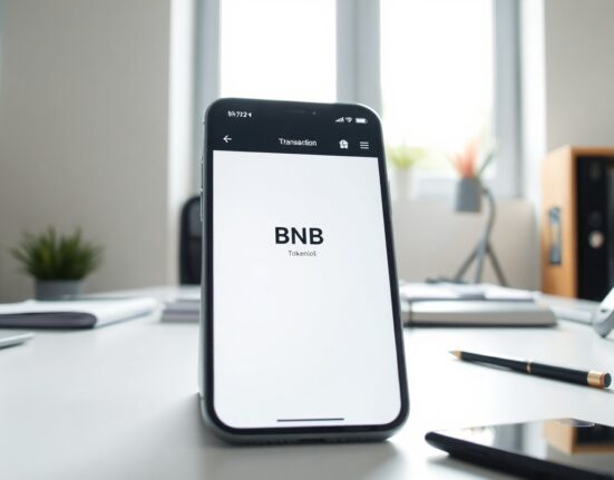 Smartphone showing a BNB token transaction confirmation for Giggle Academy donation