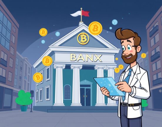 Czech central bank Bitcoin portfolio exploration in cartoon illustration showing digital currency integration