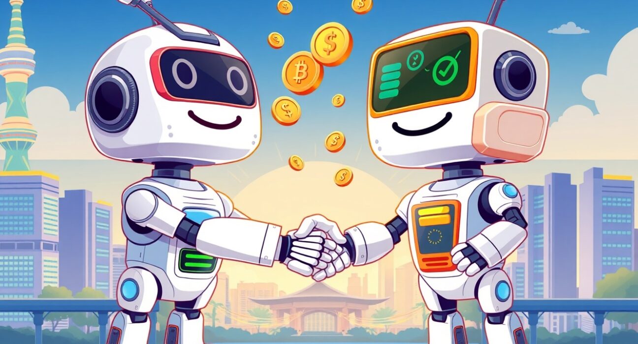 Cartoon illustration of Danal joining the Circle Alliance Program for stablecoin innovation in South Korea.