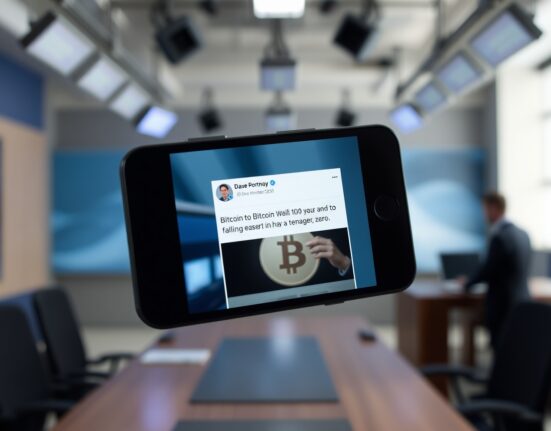 Smartphone displaying Dave Portnoy's social media post questioning Bitcoin's future value