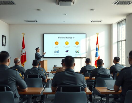 South Korean DAXA expert presenting crypto crime training to Cambodian cyber police officers in a classroom