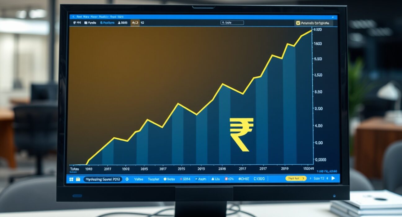 Financial chart showing upward trends in capital flows, representing India's economic stability supported by RBI and government measures.