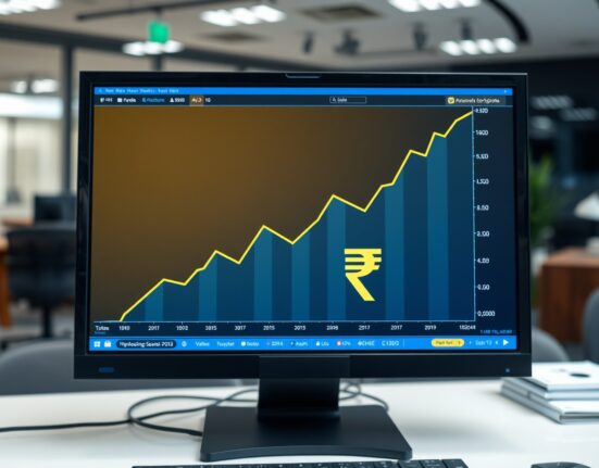 Financial chart showing upward trends in capital flows, representing India's economic stability supported by RBI and government measures.