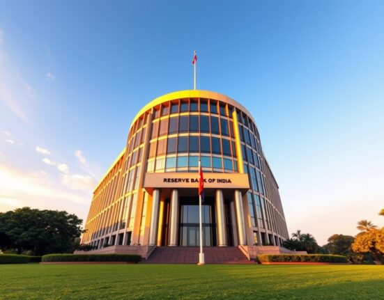 Reserve Bank of India headquarters in Mumbai during golden hour