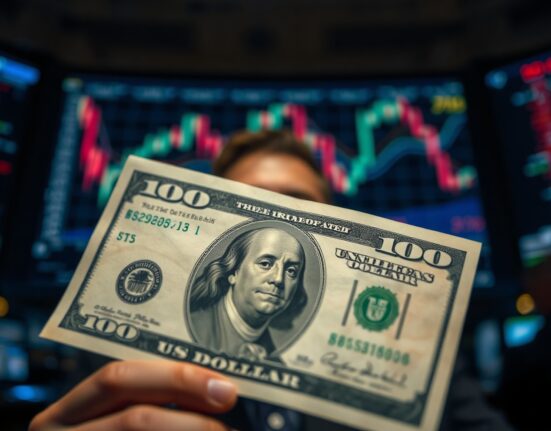 US Dollar banknote with financial charts in background, symbolizing currency market analysis