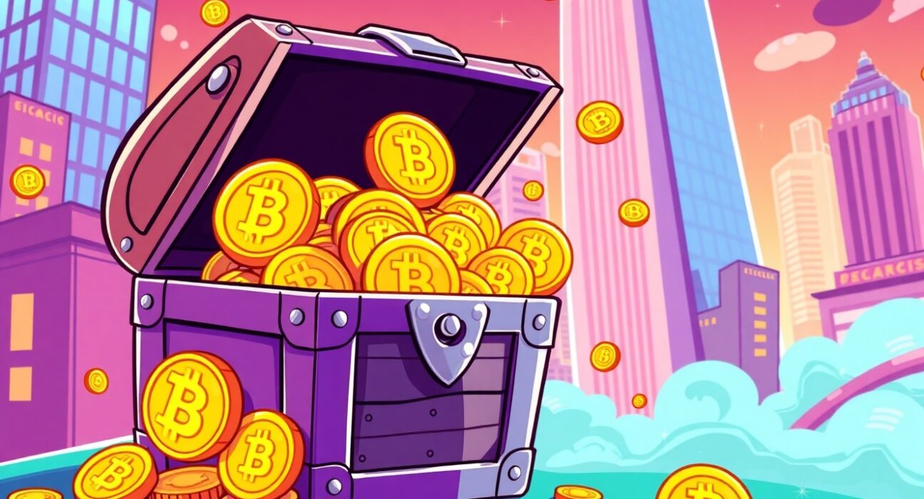 Growing Bitcoin holdings represented as digital treasure in corporate investment strategy
