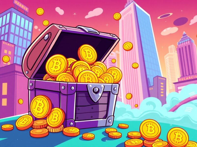 Growing Bitcoin holdings represented as digital treasure in corporate investment strategy