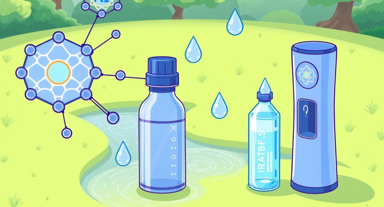 A cartoon illustration depicting decentralized AI empowering transparent water intelligence for healthier living through the Gaia-Generosity partnership.
