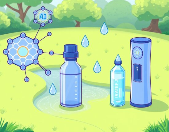 A cartoon illustration depicting decentralized AI empowering transparent water intelligence for healthier living through the Gaia-Generosity partnership.