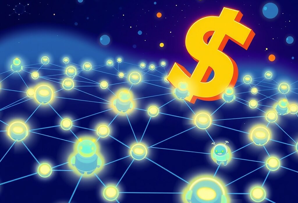 Cartoon illustration showing the significant growth and funding for decentralized AI infrastructure, with a focus on Manifold's innovation.