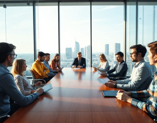 Diverse experts in a conference room discussing AI regulation for frontier models